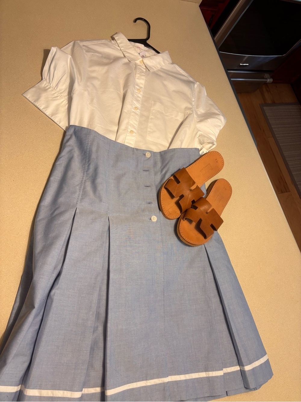 Brooks Brothers Light Blue A-Line Pleated Skirt